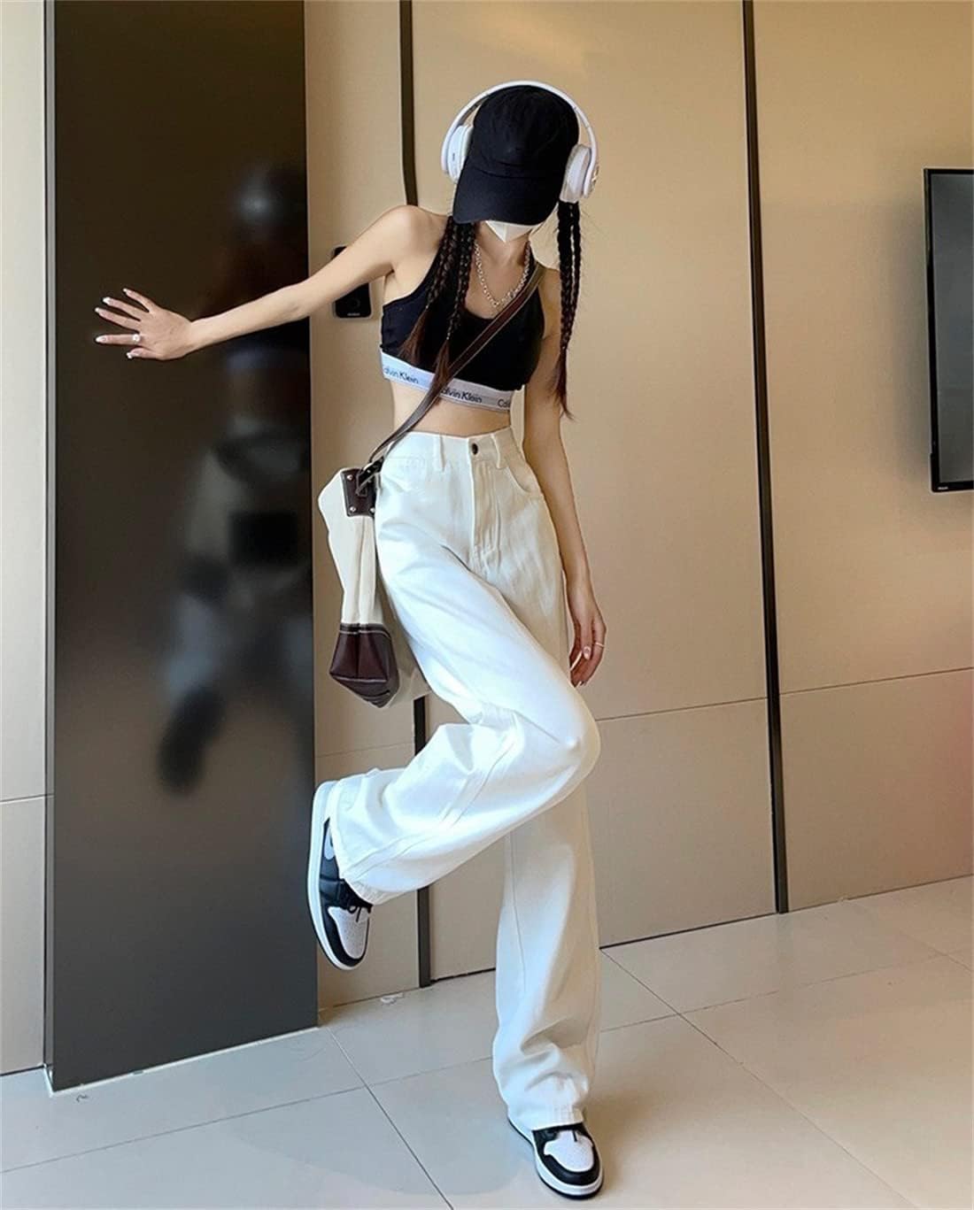 Amazon | [BLZXIAN] 白いワイドパンツ レディース ジーンズ ハイ